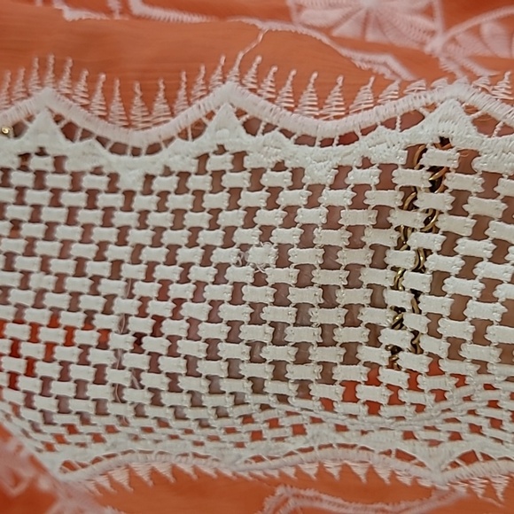 Chico's Salmon & Creamy White Embroidered Oversized Pancho size L/XL - Picture 9 of 10